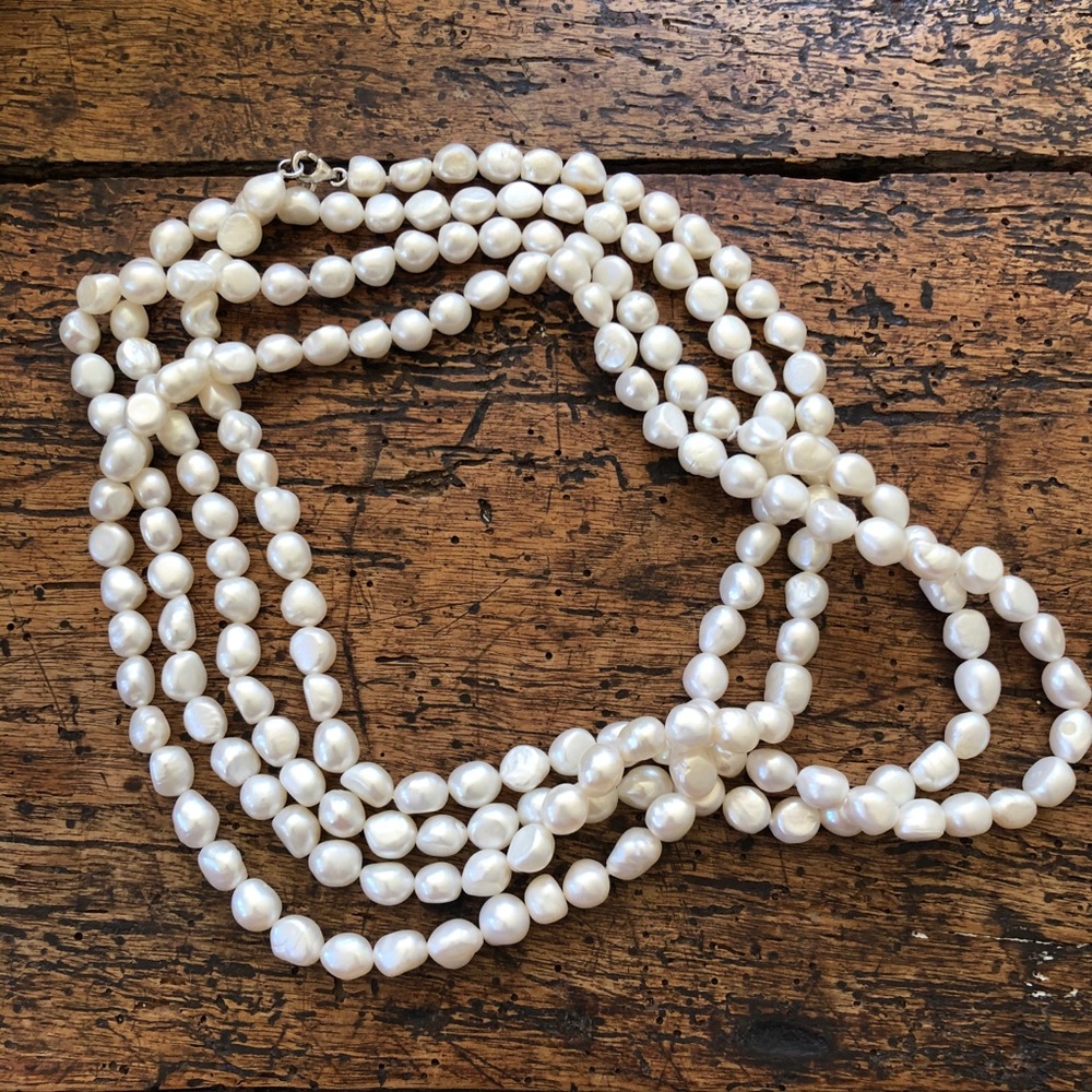 80” Long Natural Baroque Pearl Necklace